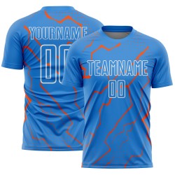 Uniform Sublimation Orange-White Custom Soccer Blue Jersey Powder Sports Lightning