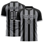 Pinstripe Black Jersey Soccer Sublimation Gray-White Uniform Line Custom Sports