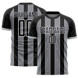 Pinstripe Black Jersey Soccer Sublimation Gray-White Uniform Line Custom Sports