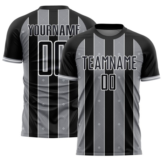 Pinstripe Black Jersey Soccer Sublimation Gray-White Uniform Line Custom Sports
