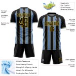 Light Sublimation Blue-Yellow Jersey Custom Line Sports Pinstripe Soccer Uniform Black