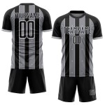 Pinstripe Black Jersey Soccer Sublimation Gray-White Uniform Line Custom Sports