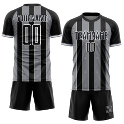 Pinstripe Black Jersey Soccer Sublimation Gray-White Uniform Line Custom Sports