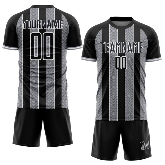 Pinstripe Black Jersey Soccer Sublimation Gray-White Uniform Line Custom Sports