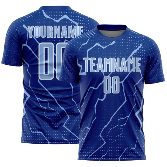 Blue-White Sports Sublimation Light Lightning Uniform Royal Custom Jersey Soccer