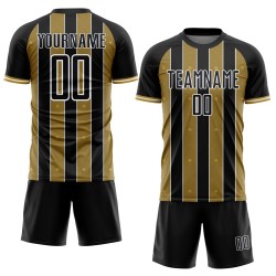 Sports Pinstripe Black Sublimation Gold-White Old Jersey Custom Uniform Line Soccer