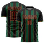 Kelly Custom Soccer Green-Orange Uniform Pinstripe Sports Black Sublimation Line Jersey