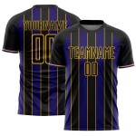 Purple-Gold Black Custom Line Sports Uniform Jersey Sublimation Dark Pinstripe Soccer