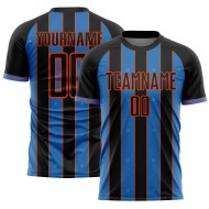 Blue-Orange Black Jersey Pinstripe Soccer Custom Uniform Sports Line Powder Sublimation