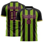 Sublimation Uniform Neon Custom Black Green-Pink Line Jersey Sports Soccer Pinstripe