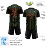Pinstripe Custom Line Sports Black Green-Orange Uniform Jersey Sublimation Soccer Pinstripe Custom Line Sports Black Green-Orange Uniform Jersey Sublimation Soccer