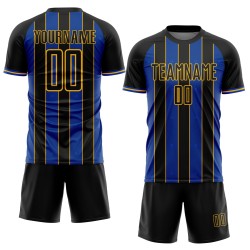 Jersey Uniform Line Blue-Gold Pinstripe Black Soccer Sublimation Custom Thunder Sports