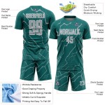 Gray-White Teal Lightning Sublimation Jersey Custom Sports Soccer Uniform