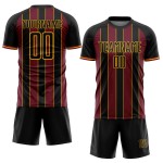 Soccer Line Sublimation Crimson-Gold Sports Uniform Pinstripe Jersey Black Custom