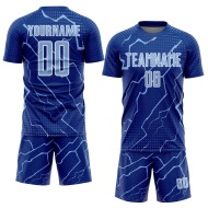 Blue-White Sports Sublimation Light Lightning Uniform Royal Custom Jersey Soccer