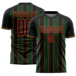 Pinstripe Custom Line Sports Black Green-Orange Uniform Jersey Sublimation Soccer Pinstripe Custom Line Sports Black Green-Orange Uniform Jersey Sublimation Soccer