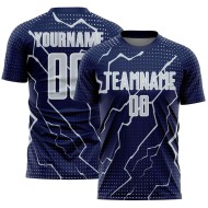 Jersey Navy Sublimation Silver-White Soccer Sports Uniform Custom Lightning