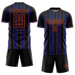 Line Soccer Custom Jersey Sports Sublimation Black Uniform Royal-Orange Pinstripe Line Soccer Custom Jersey Sports Sublimation Black Uniform Royal-Orange Pinstripe