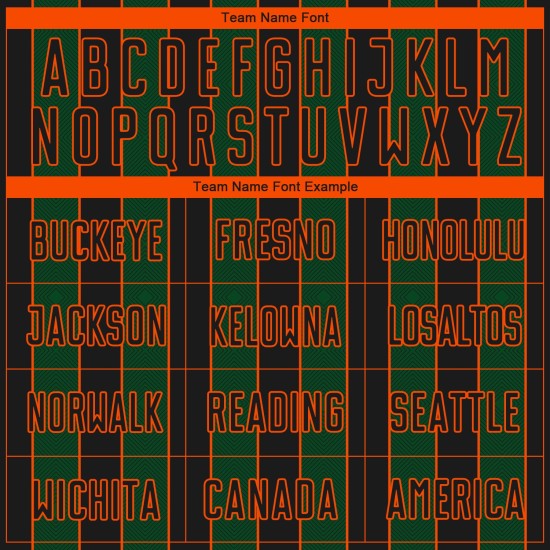 Pinstripe Custom Line Sports Black Green-Orange Uniform Jersey Sublimation Soccer Pinstripe Custom Line Sports Black Green-Orange Uniform Jersey Sublimation Soccer