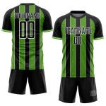 Aurora Sports Black Custom Sublimation Jersey Line Pinstripe Uniform Soccer Green-White