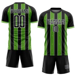 Aurora Sports Black Custom Sublimation Jersey Line Pinstripe Uniform Soccer Green-White