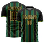 Sports Green-Gold Line Kelly Soccer Custom Jersey Sublimation Uniform Black Pinstripe