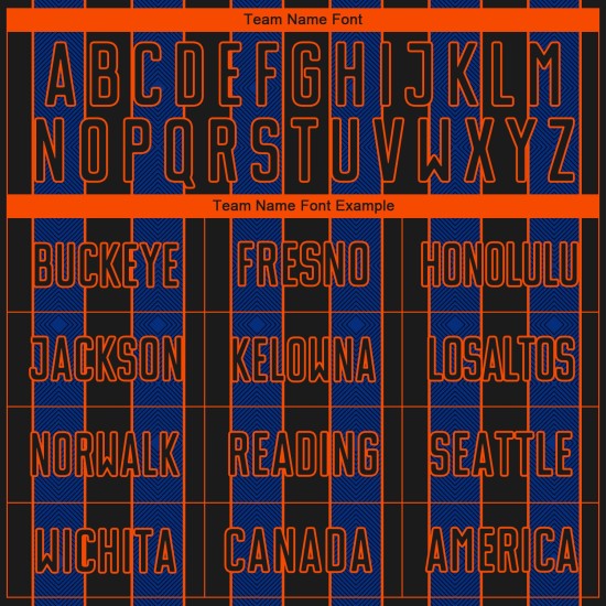 Line Soccer Custom Jersey Sports Sublimation Black Uniform Royal-Orange Pinstripe Line Soccer Custom Jersey Sports Sublimation Black Uniform Royal-Orange Pinstripe