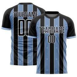 Jersey Uniform Black Pinstripe Light Sublimation Soccer Sports Custom Line Blue-White