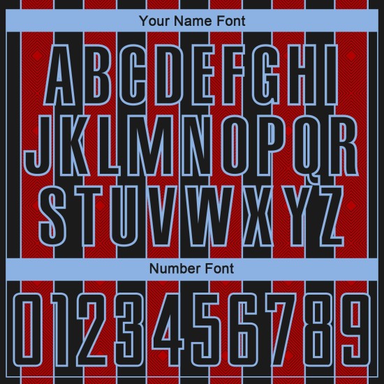 Sports Jersey Uniform Black Custom Pinstripe Soccer Red-Light Blue Sublimation Line