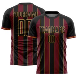 Black Jersey Custom Uniform Soccer Gold Crimson-Old Sublimation Sports Line Pinstripe