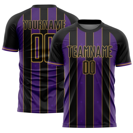 Line Black Custom Gold Pinstripe Sublimation Uniform Sports Soccer Purple-Old Jersey