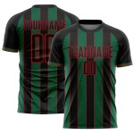 Pinstripe Sports Sublimation Black Line Soccer Jersey Custom Uniform Kelly Green-Red