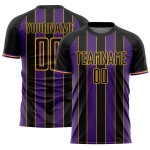 Soccer Line Pinstripe Jersey Sublimation Uniform Sports Custom Purple-Gold Black Soccer Line Pinstripe Jersey Sublimation Uniform Sports Custom Purple-Gold Black
