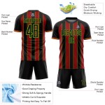 Jersey Sublimation Custom Sports Soccer Uniform Green Black Pinstripe Line Red-Neon