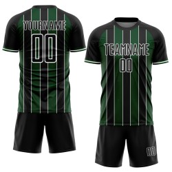 Custom Jersey Line Pinstripe Sports Sublimation Soccer Uniform Green-White Black