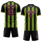Sublimation Uniform Neon Custom Black Green-Pink Line Jersey Sports Soccer Pinstripe