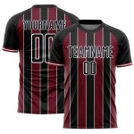 Sports Crimson-White Black Jersey Line Pinstripe Soccer Uniform Custom Sublimation