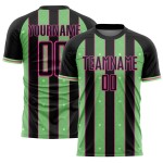 Pinstripe Jersey Sublimation Custom Uniform Black Sports Soccer Pea Line Green-Pink