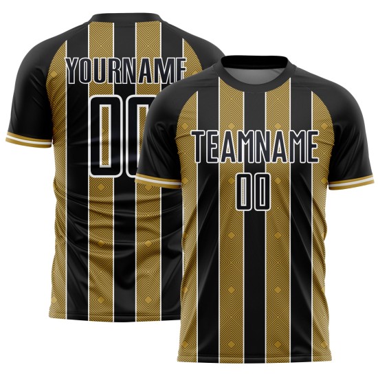 Sports Pinstripe Black Sublimation Gold-White Old Jersey Custom Uniform Line Soccer Sports Pinstripe Black Sublimation Gold-White Old Jersey Custom Uniform Line Soccer