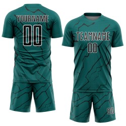 Uniform Black-White Soccer Jersey Lightning Sublimation Sports Custom Teal