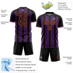 Sublimation Soccer Pinstripe Sports Jersey Uniform Black Line Custom Purple-Orange Sublimation Soccer Pinstripe Sports Jersey Uniform Black Line Custom Purple-Orange