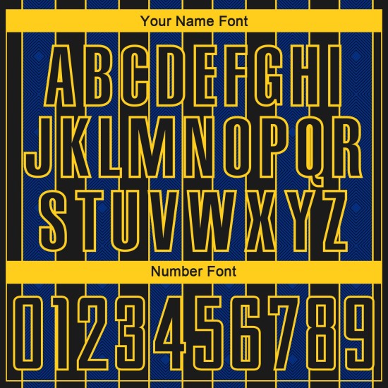 Pinstripe Royal-Yellow Sublimation Black Custom Line Soccer Jersey Sports Uniform