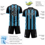 Blue-White Jersey Line Sublimation Sports Uniform Black Soccer Sky Custom Pinstripe