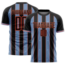 Black Line Blue-Orange Custom Soccer Pinstripe Sports Sublimation Uniform Light Jersey