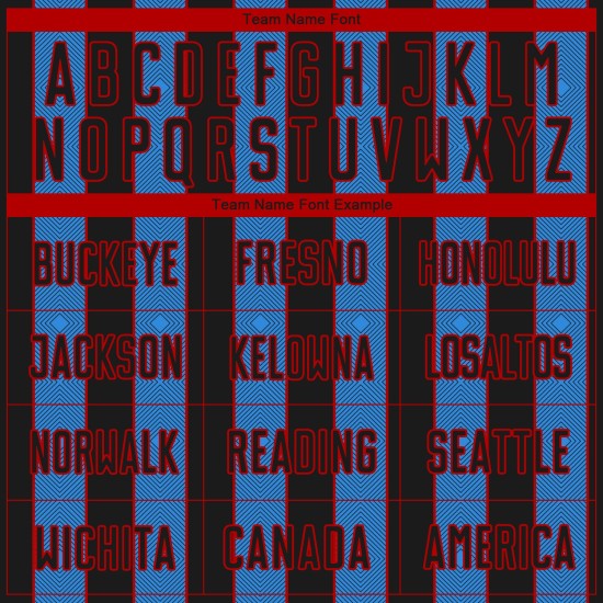 Sublimation Custom Sports Uniform Pinstripe Powder Line Black Blue-Red Soccer Jersey