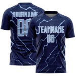 Jersey Sports Uniform Light Sublimation Lightning Navy Custom Soccer Blue-White Jersey Sports Uniform Light Sublimation Lightning Navy Custom Soccer Blue-White
