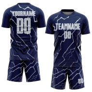 Jersey Navy Sublimation Silver-White Soccer Sports Uniform Custom Lightning