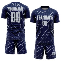 Jersey Navy Sublimation Silver-White Soccer Sports Uniform Custom Lightning