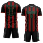 Jersey Green Black Custom Soccer Uniform Line Sublimation Red-Kelly Sports Pinstripe