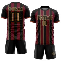 Black Jersey Custom Uniform Soccer Gold Crimson-Old Sublimation Sports Line Pinstripe